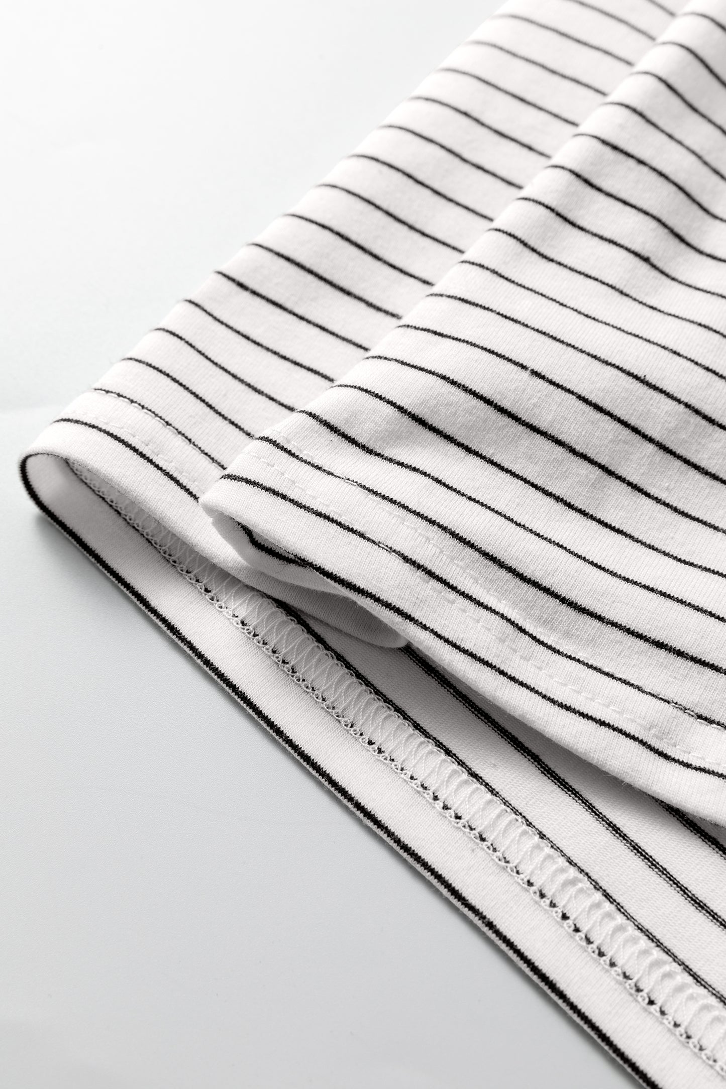 White Stripe Square Neck Long Sleeve Top