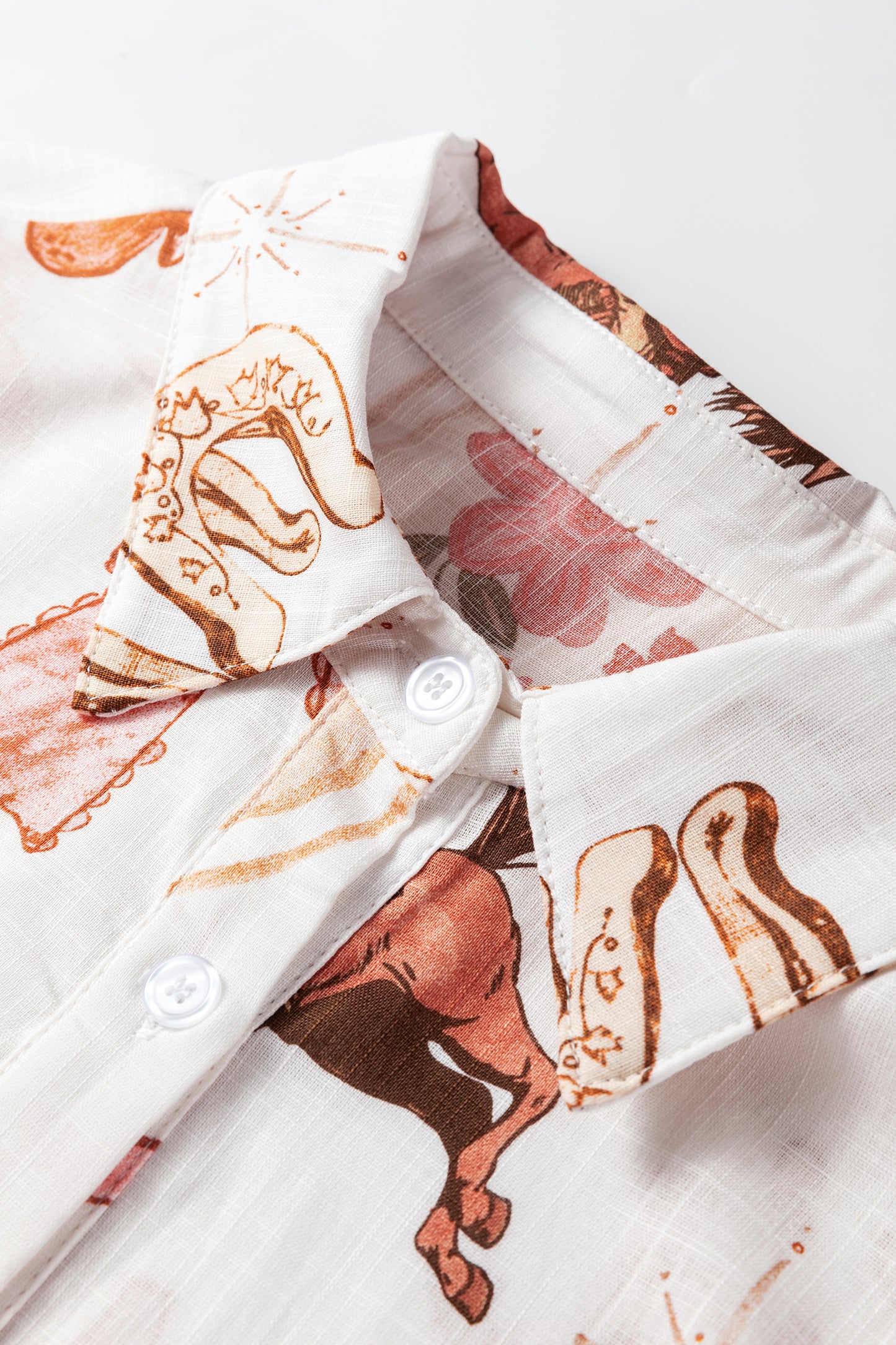 White Rodeo Cowgirl Print Western Button up Shirt