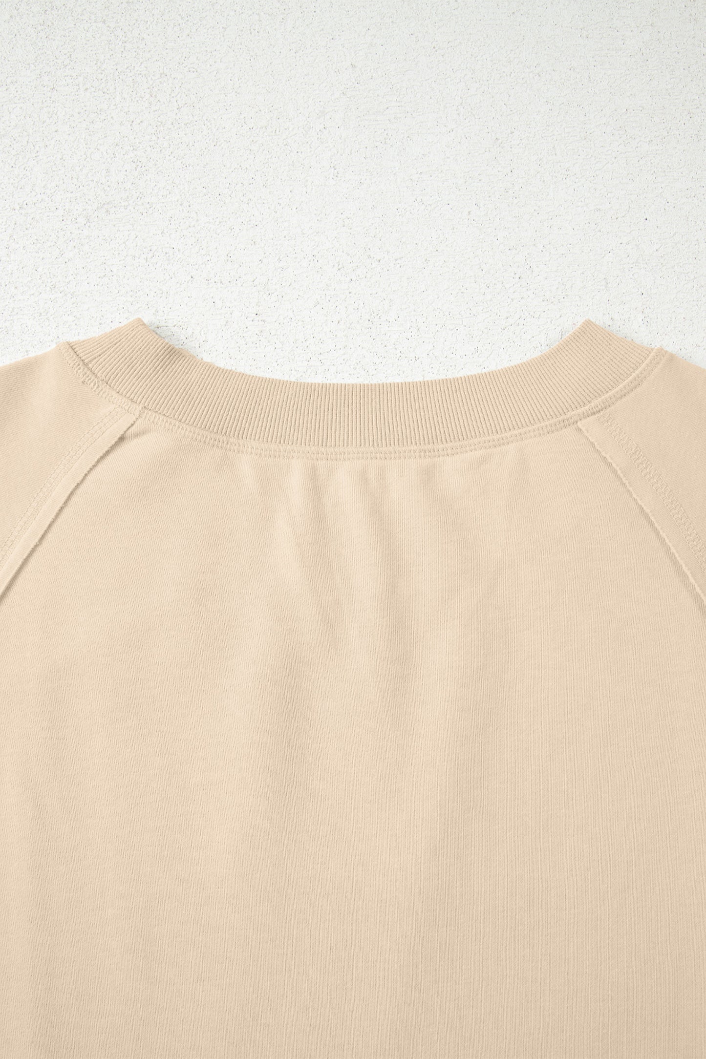 Beige Solid Color Raw Seam Patchwork Baggy Sweatshirt