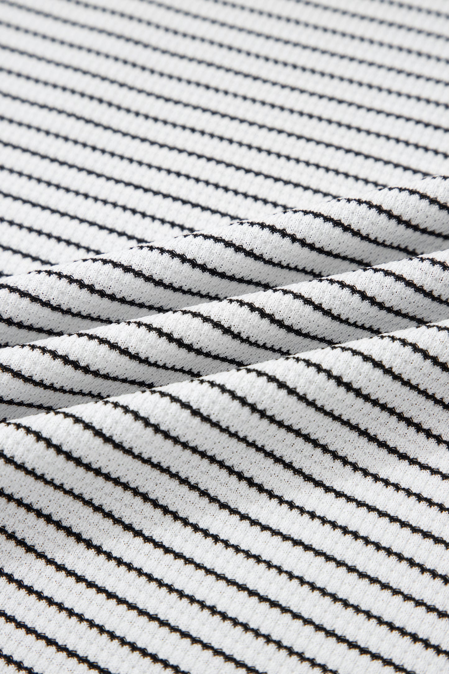 White Stripe Contrasted Ruffle Trim Loose Long Sleeve Top