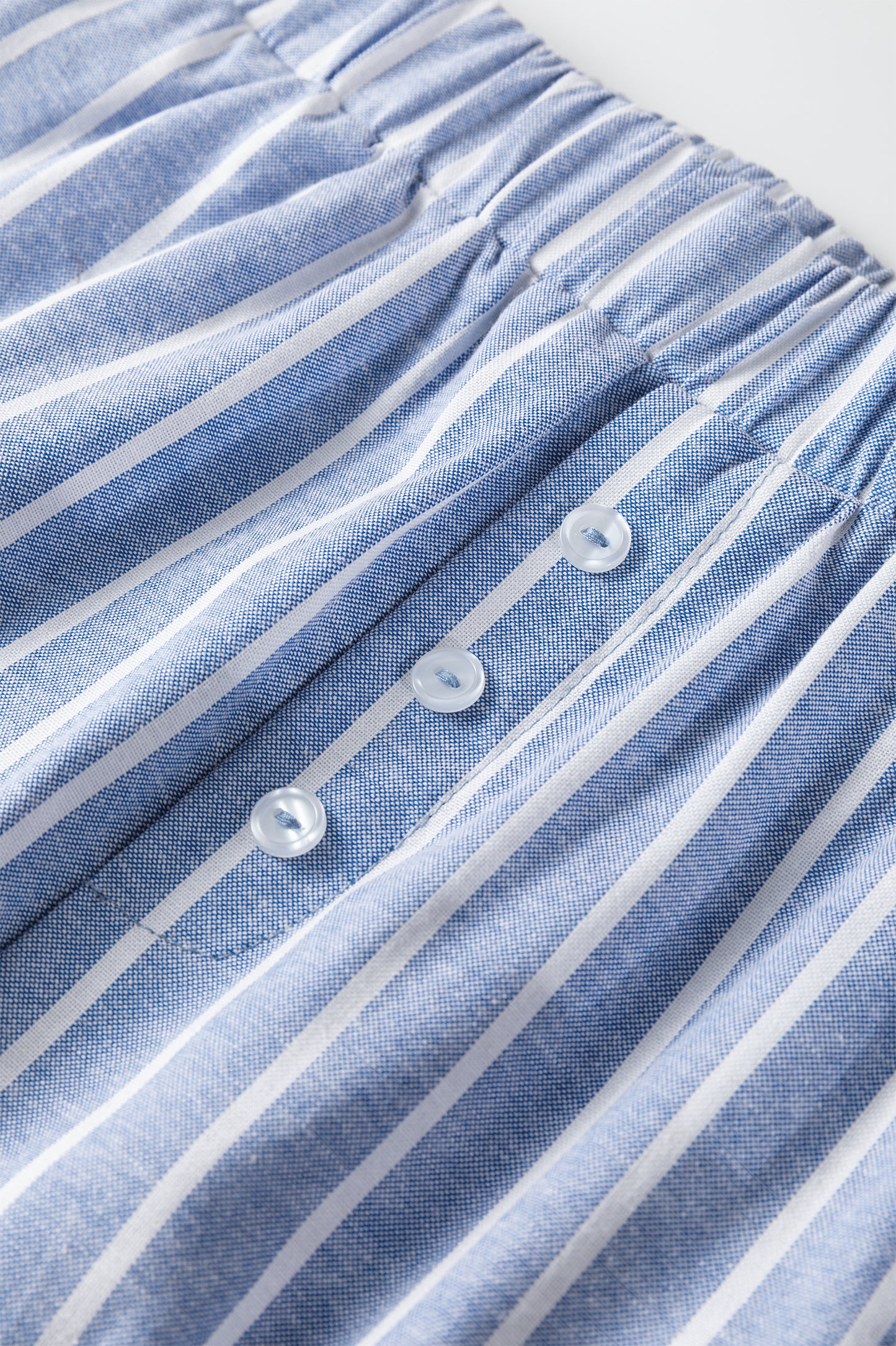 Sky Blue Stripe Buttoned Detail Loose Casual Pants