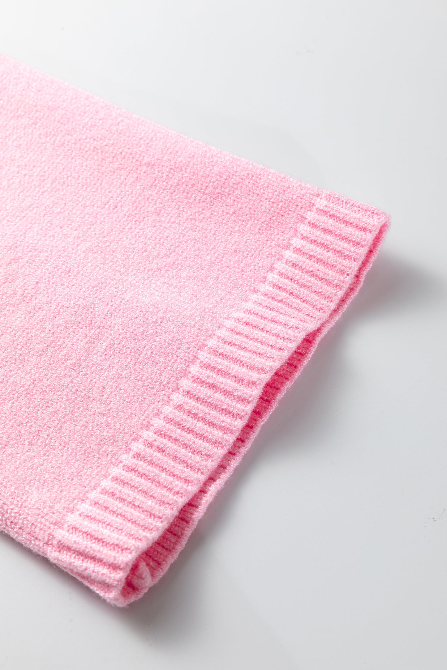 Pink Solid Color Knit Loose Bracelet Sleeve Dolman Sweater