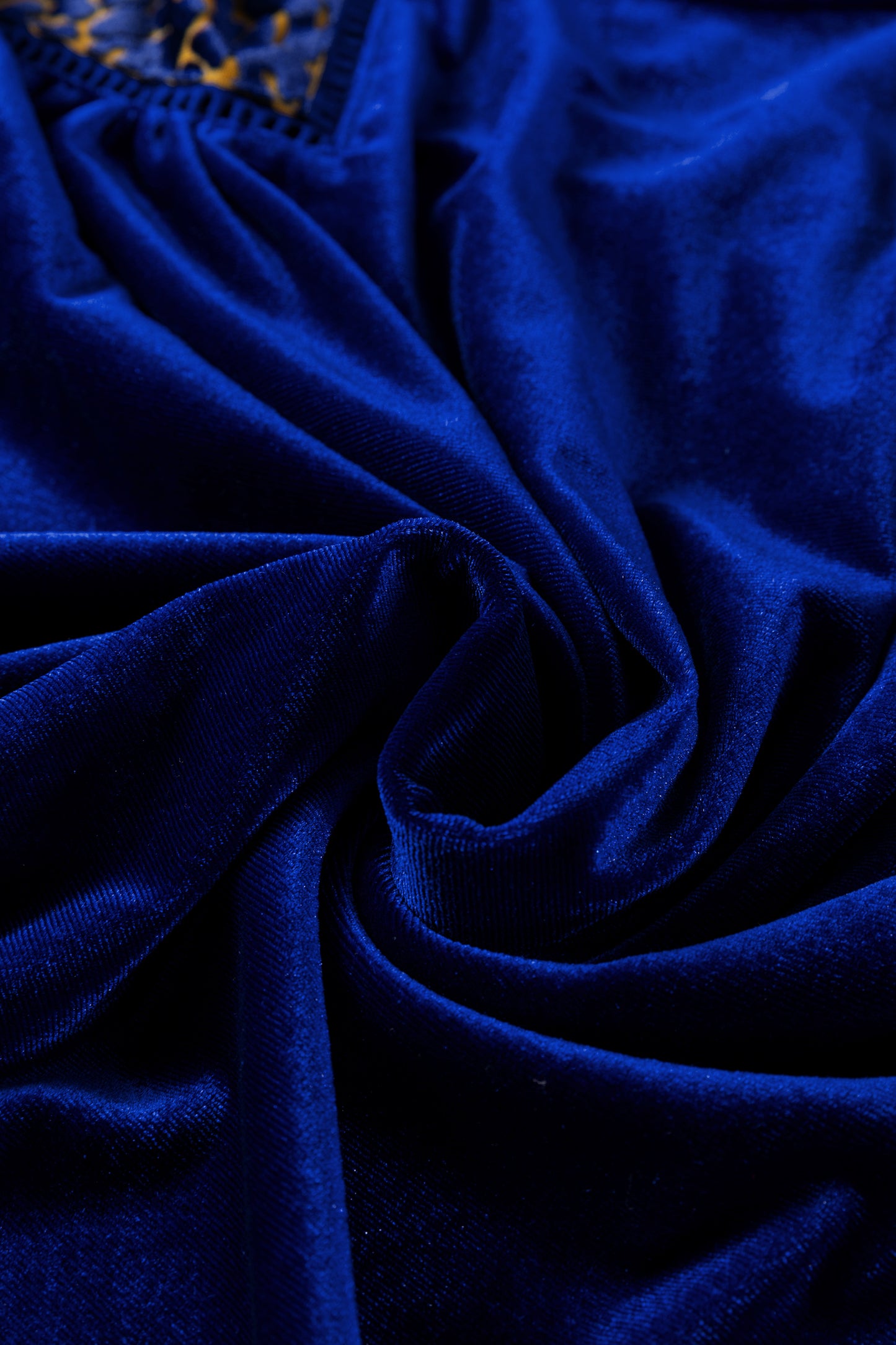 Sky Blue Leopard Patchwork Shoulder Flounce Sleeve Velvet Blouse