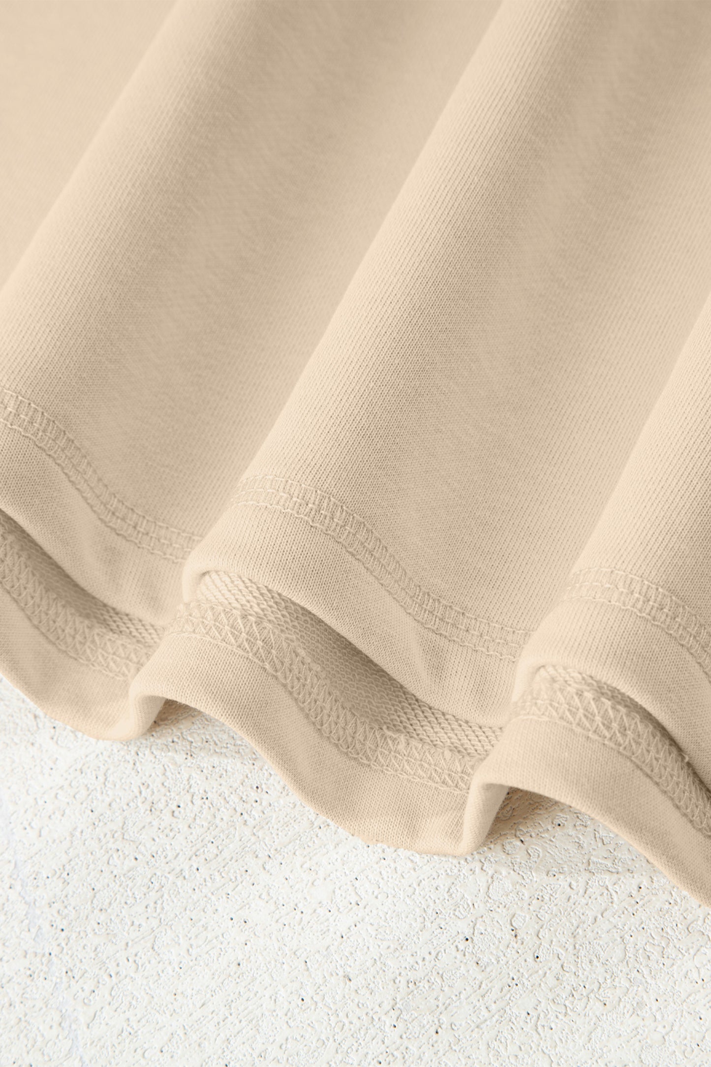 Beige Solid Color Raw Seam Patchwork Baggy Sweatshirt