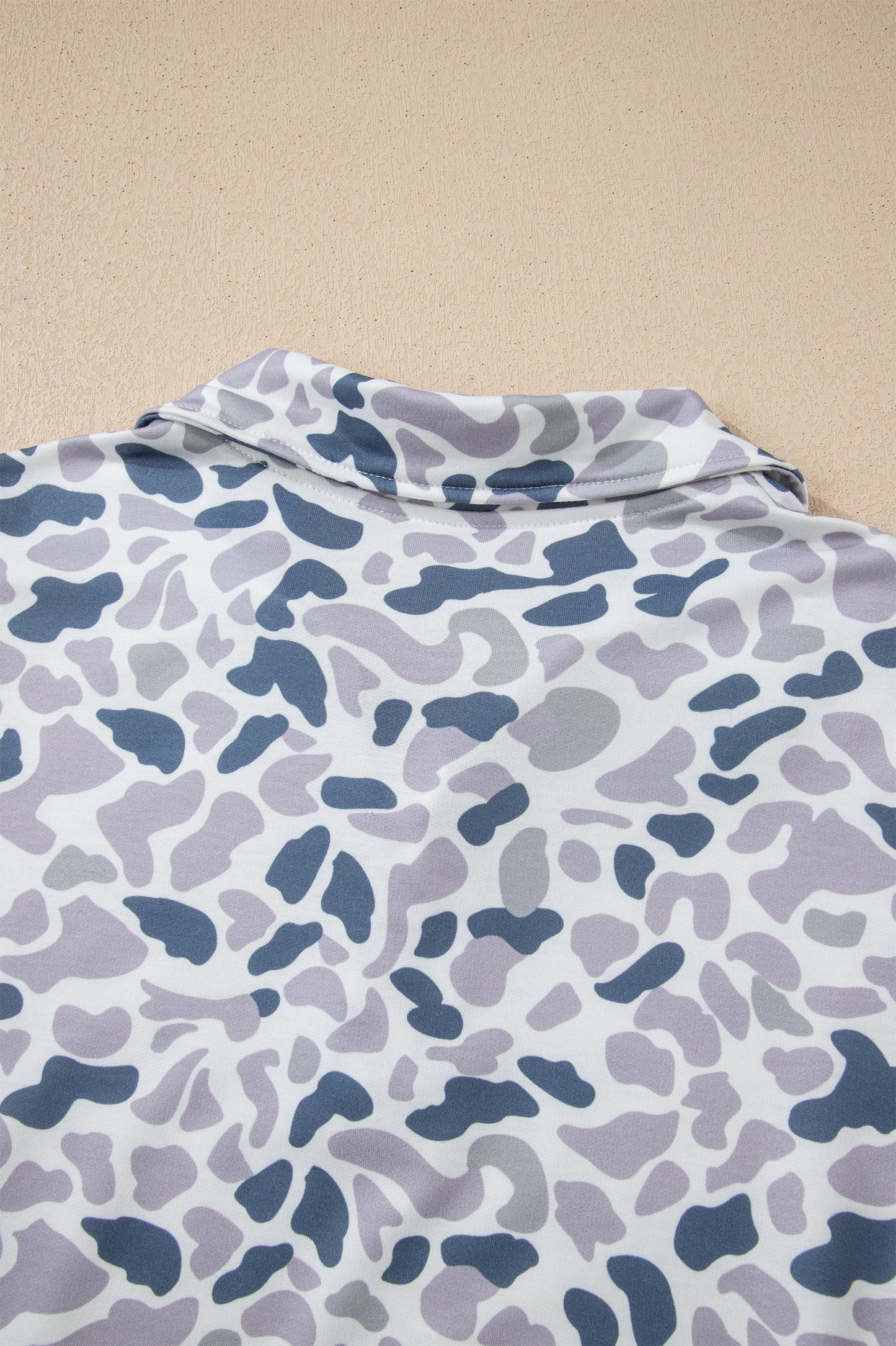 Multicolour Camouflage Print Kangaroo Pocket Zip Collar Pullover Sweatshirt