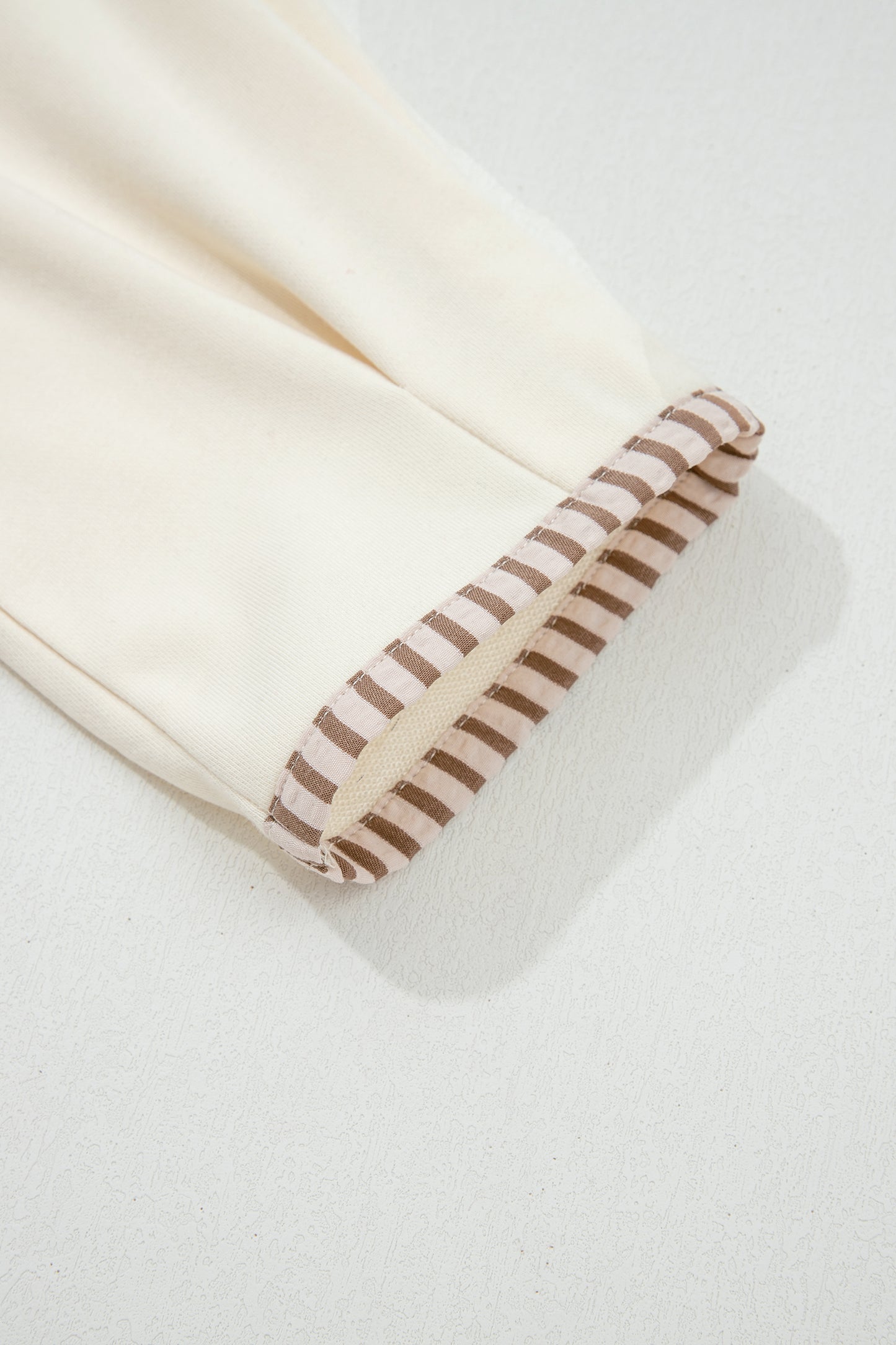 Khaki Stripe Plus Size Color Block Patchwork Half Button Long Sleeve Peplum Blouse