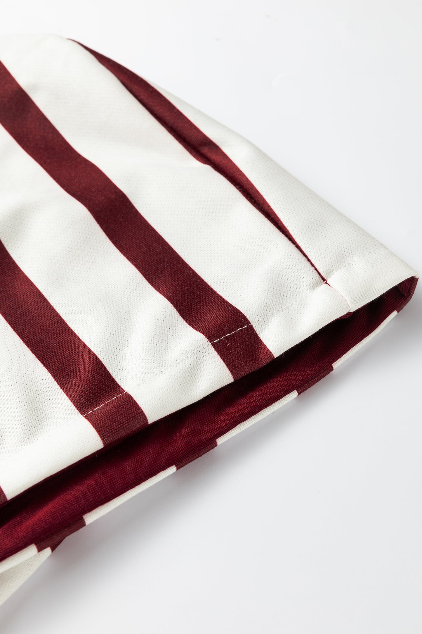 Red Stripe Pullover Hoodie Ribbed Solid Pants 2pcs Set Outfit