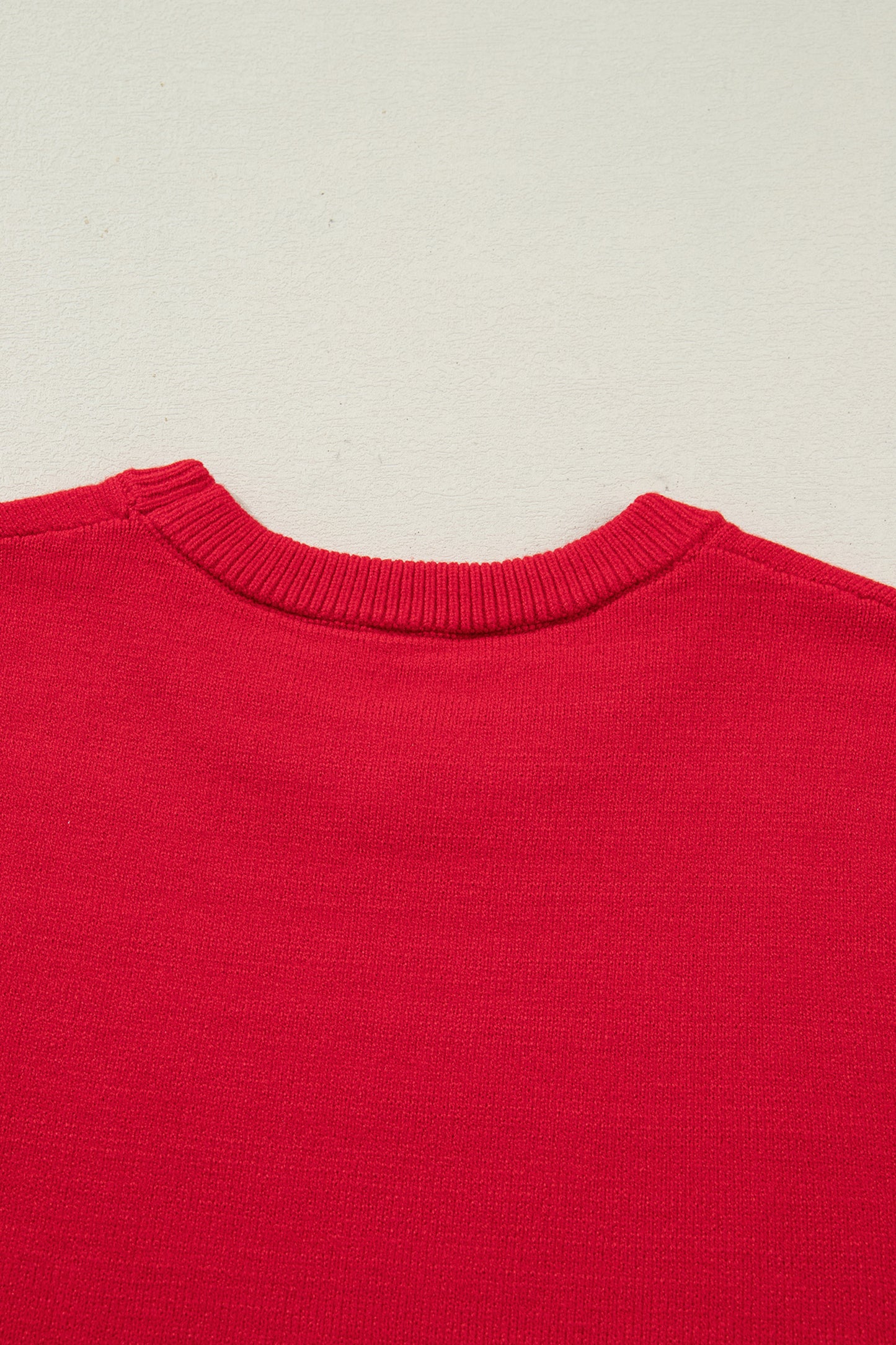 Fiery Red YEEHAW Embroidered Letter Loose Short Sleeve Sweater