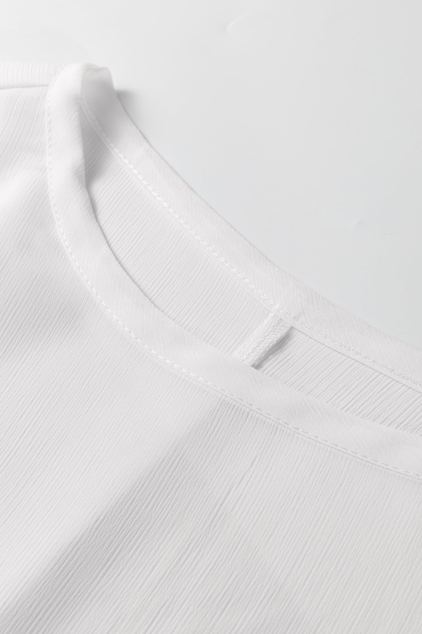 White Smocked Cuffs Semi Sheer Long Sleeve Dolman Blouse